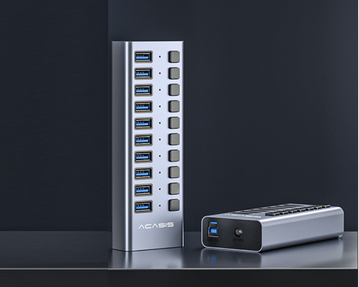USB хаб Acasis HS-710MG USB 3.2 Gen 2 з блоком живлення 10 портів hub концентратор алюмінієвий - зображення 5