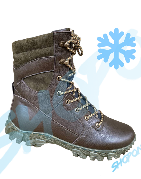 Берці зимові черевики тактичні чоловічі, туфлі тактичні чоловічі берці зимові, натуральна шкіра, розмір 45, Bounce ar. TM-VN-1945, колір коричневий - зображення 1