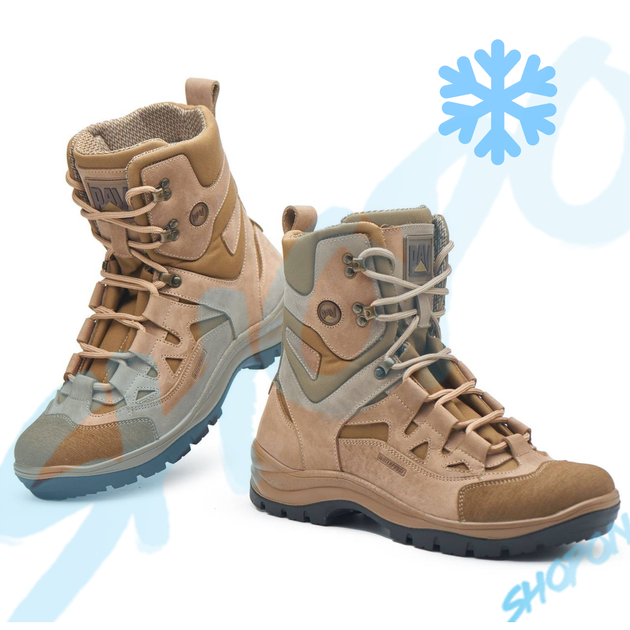 Берці зимові черевики тактичні чоловічі, туфлі тактичні чоловічі берці зимові, натуральна шкіра, розмір 42, Bounce ar. YQ-FD-8242, колір койот - зображення 1