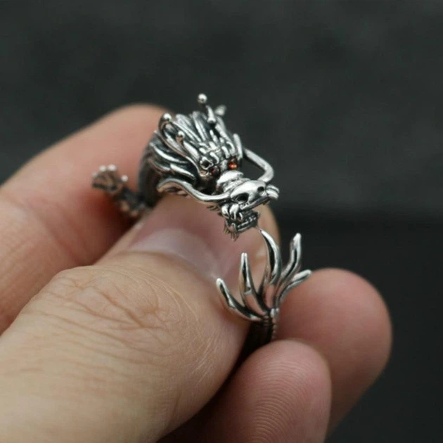 Универсальное винтажное кольцо перстень "Flying Dragon" с регулируемым размером - изображение 3