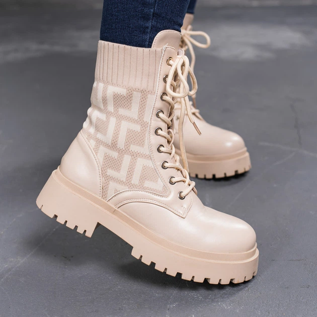 Ботинки женские Fashion Horseshoe 3367 39 размер 25 см Бежевый 4228154 - изображение 7