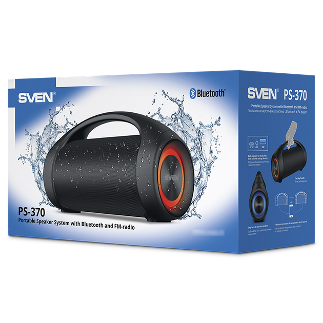 Колонка SVEN PS-370 Black (bluetooth) вологозахищена - зображення 2