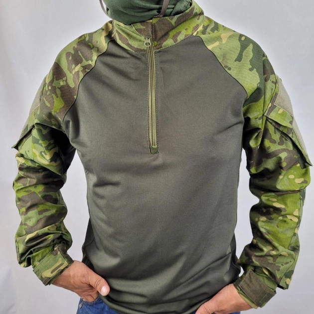 Рубашка мужская военная тактическая с липучками ВСУ (ЗСУ) Ubaks Убакс 20221840 7247 M 48 р зеленая - изображение 1