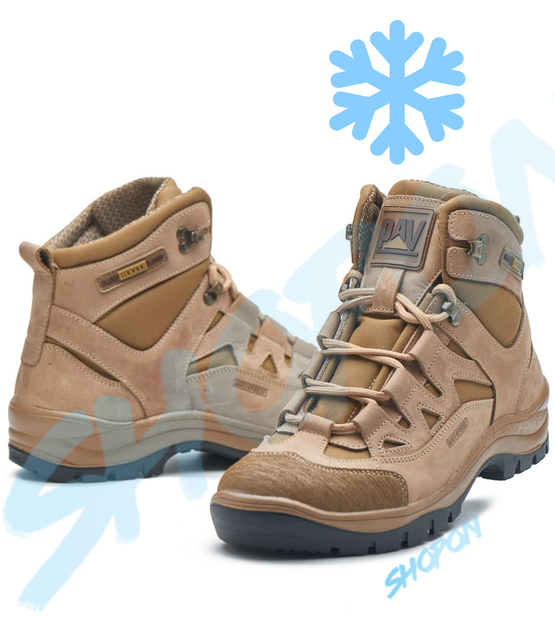 Ботинки зимние тактические мужские, черевики тактичні чоловічі зимові, натуральна шкіра, размер 40, Bounce ar. BT-RT-1140, цвет койот - изображение 1