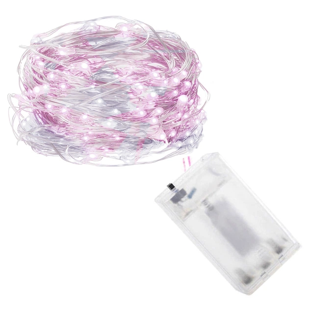 Світлодіодна новорічна гірлянда на батарейках Springos 9.9 м 100 LED CL0025 Cold White/Pink - зображення 6