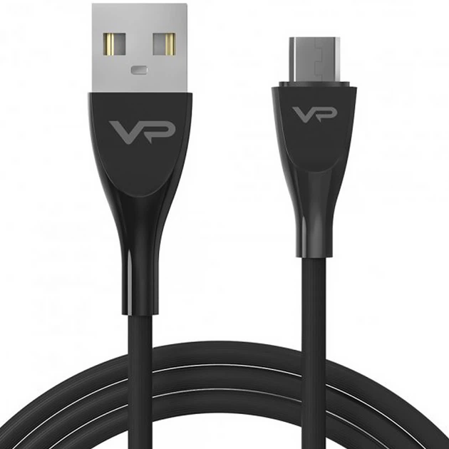 Кабель заряджання Micro USB 2M для телефону Fast Data Cable Veron MV08 MCVMV08 Black S-67 - зображення 1