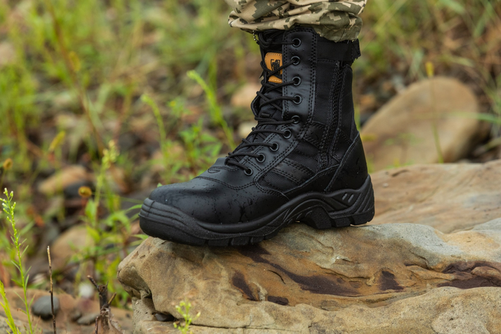 Берці тактичні. Чоловічі ультралегкі бойові черевики Мaxsteel Hi-legs Black 50 (331мм) чорні - зображення 2