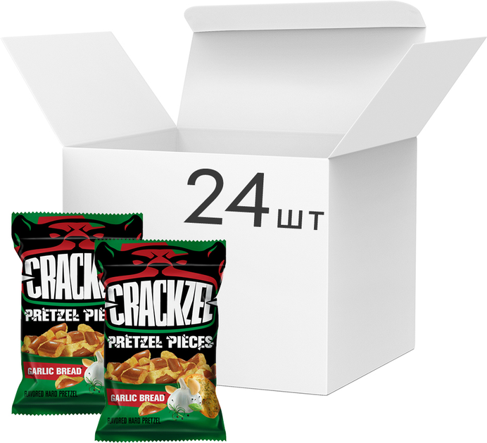 Акция на Упаковка кренделів шматочками Crackzel Garlic Bread зі смаком часнику 65 г х 24 шт от Rozetka