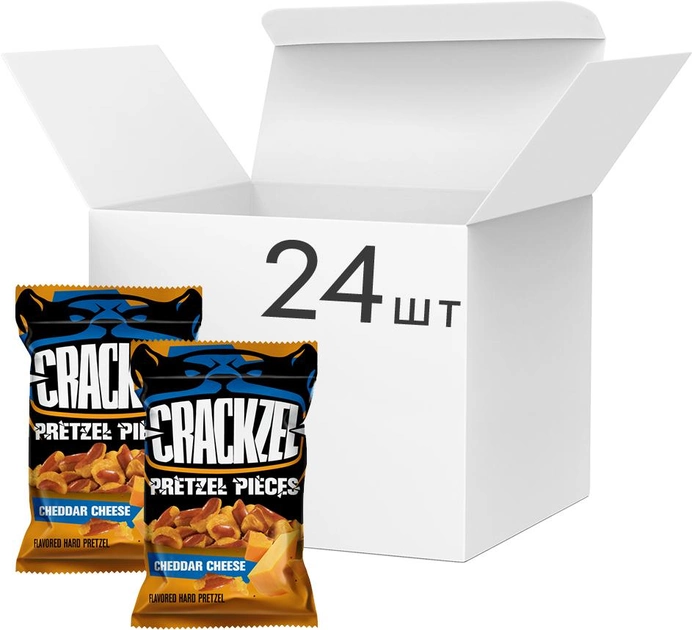 Акция на Упаковка кренделів шматочками Crackzel Cheddar Cheese зі смаком сиру чеддер 65 г х 24 шт от Rozetka