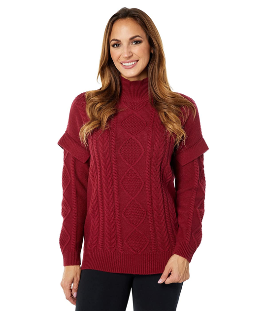 BCBG Max Azria Cable Turtleneck Tibetan Red XS 42