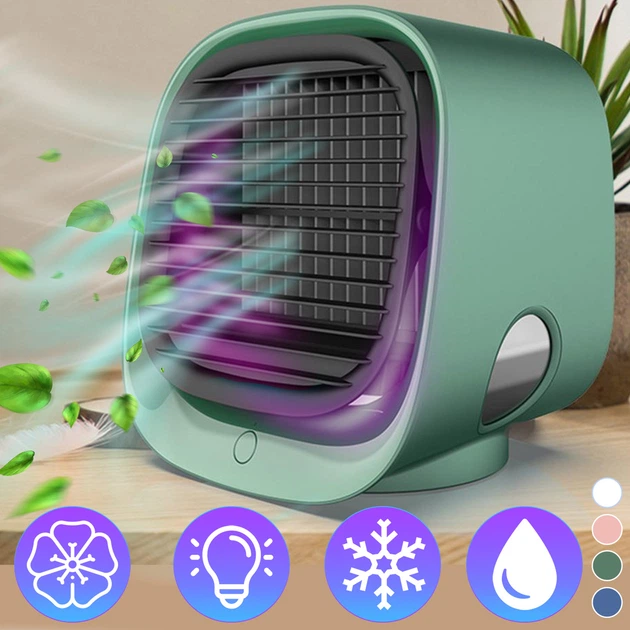 Мини кондиционер Air Cooler M201 Зелёный портативный USB охладитель с подсветкой - Фото 1 Мини кондиционер Air Cooler M201 Зелёный портативный USB охладитель с подсветкой - изображение 1
