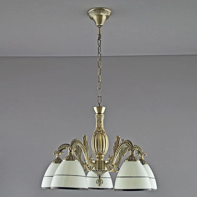 Люстра подвесная Light House SH-18168/5B AB 490*490*800 бронза плафон белый - изображение 2