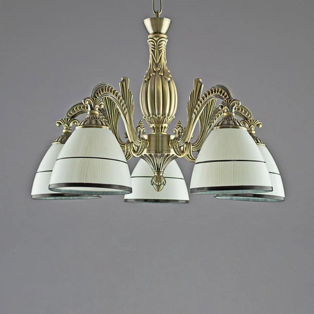 Люстра подвесная Light House SH-18168/5B AB 490*490*800 бронза плафон белый - изображение 3