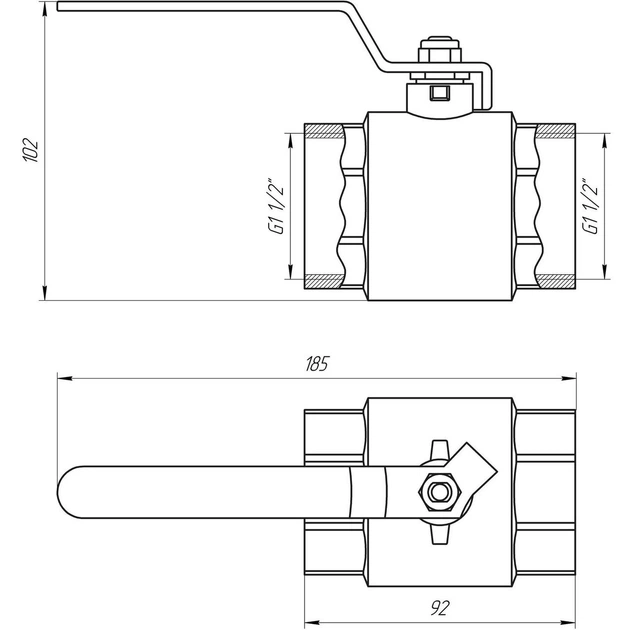 Кран кульовий прямий PROFESSIONAL 1 1/2" з внутрішнім різьбленням КР PN40 QP151 - зображення 4