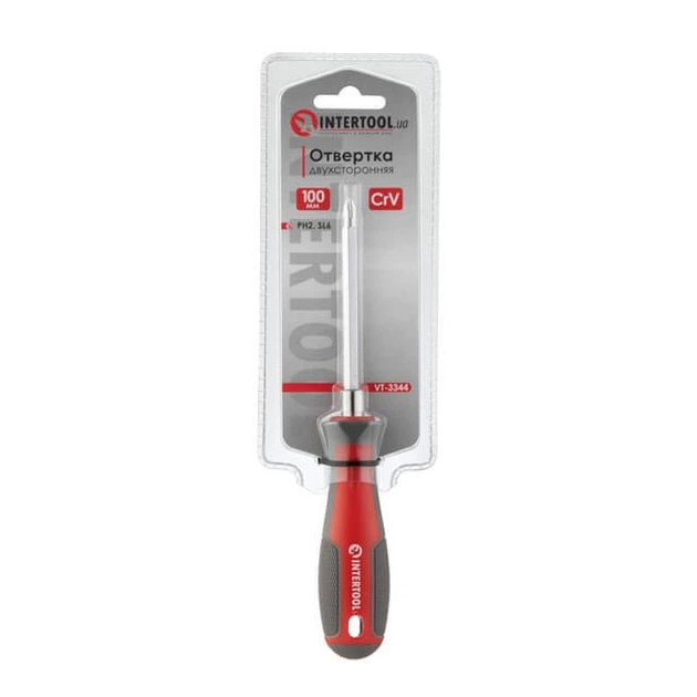 Отвертка двухсторонняя 100 мм PH2, SL6mm INTERTOOL VT-3344 - изображение 5