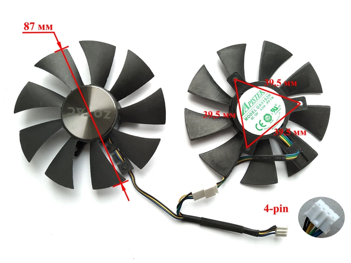 Вентилятор Apistek для відеокарти Zotac GA91S2H (GFY09010E12SPA) комплект 2 шт (№167.1) - зображення 3