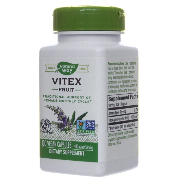 Плоди витекса, фітодобавка при ПМС, Vitex, nature's Way, 400 мг, 100 капсул [NWY-11750] - зображення 2
