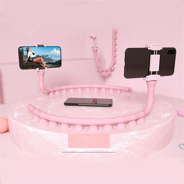 Гибкий держатель для телефона с присосками универсальный Cute Worm Lazy Holder. Цвет: розовый - Фото 6 Гибкий держатель для телефона с присосками универсальный Cute Worm Lazy Holder. Цвет: розовый - изображение 6