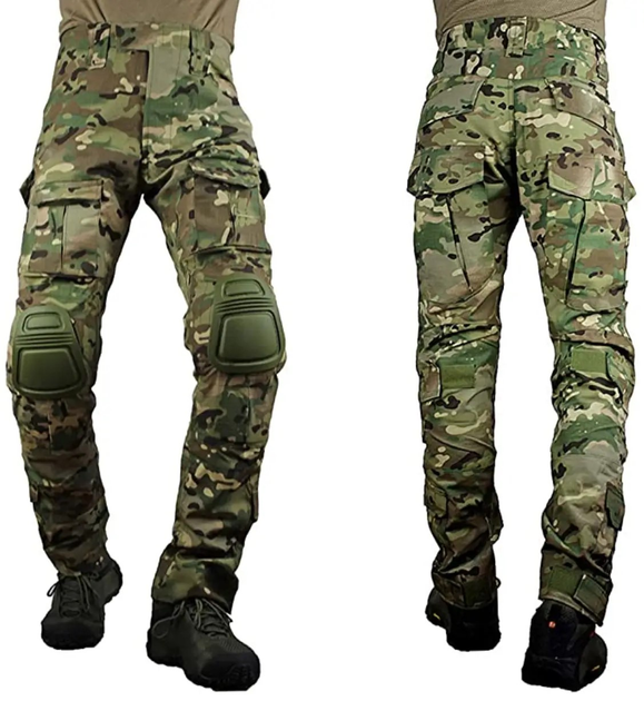 Тактичні штани Multicam з кількома кишенями, камуфляжні військові штани з наколінниками р.2XL - зображення 2