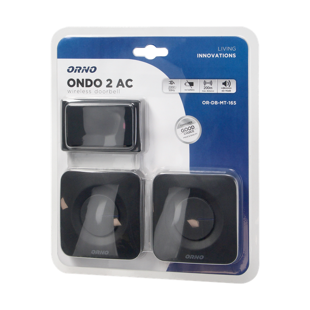 Дзвінки ONDO AC бездротові чорні OR-DB-MT-165 ORNO 2 шт - зображення 2