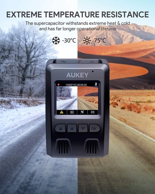 Видеорегистратор AUKEY Dash Cam DRO2 экран 1,5 дюймов Full HD 1080p объектив 170 ° (240620PL0144) - изображение 3