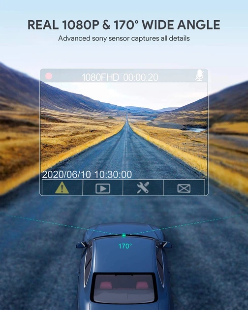 Видеорегистратор AUKEY Dash Cam DRO2 экран 1,5 дюймов Full HD 1080p объектив 170 ° (240620PL0144) - изображение 7