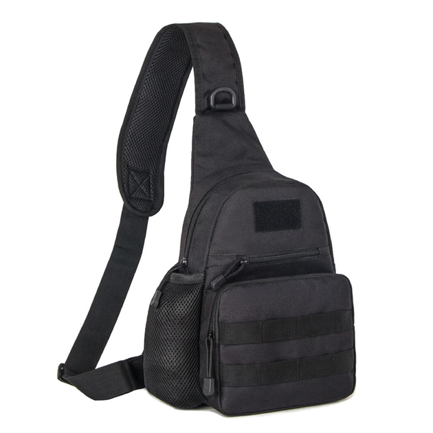 Тактическая сумка через плечо с местом для шеврона (черная) - изображение 1
