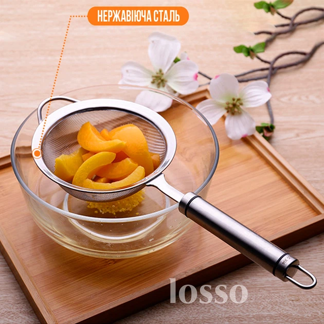 Сито кухонное с ручкой LOSSO PREMIUM CT-304 10 см - изображение 2