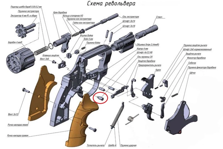 Вісь пружини спускового гачка для револьверів Safari РФ, Alfa, Snipe - зображення 3