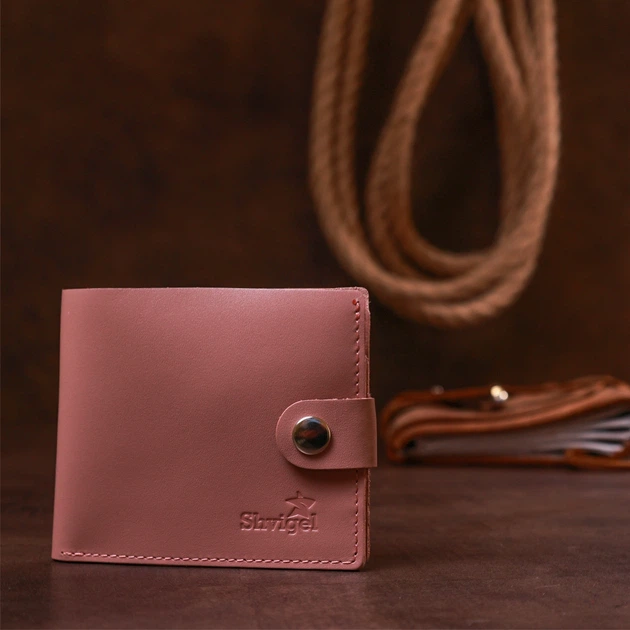 Гаманець Shvigel leather-16446 Рожевий - Фото 6 Гаманець Shvigel leather-16446 Рожевий - зображення 6