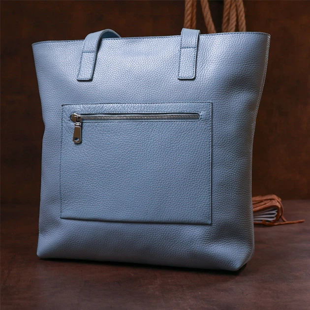Сумка шопер жіноча шкіряна Shvigel leather-16361 Блакитна - изображение 7