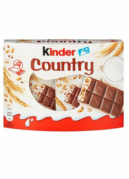 Шоколад Kinder Country з молочно-злаковою начинкою 211.5г – купити в ...