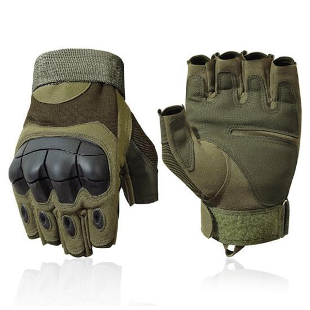 Військові рукавички без пальців із захистом кісточок ReFire Gear L хакі - зображення 1