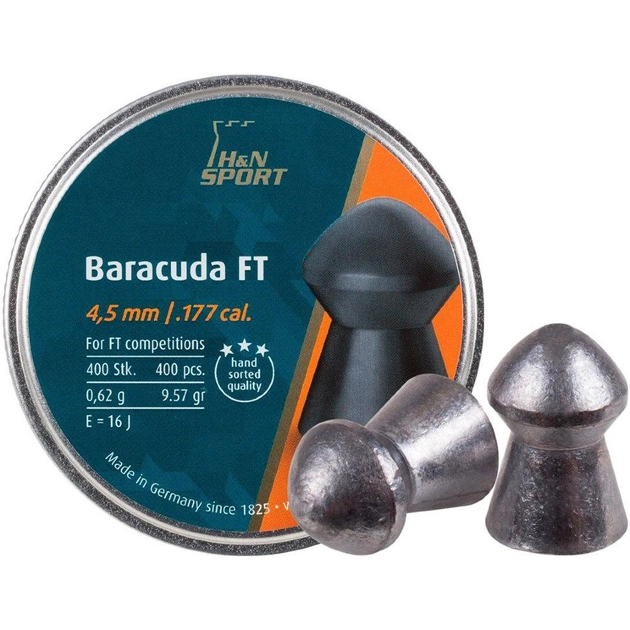 Пули пневматические H&N Baracuda FT 4,51 мм 0,62 г 400шт/уп (92294510004) - изображение 1