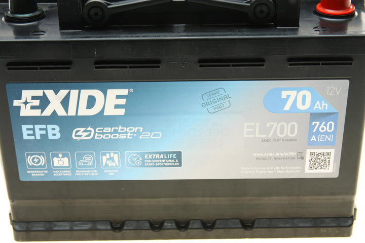 Автомобильный аккумулятор Exide EFB 6СТ-70 (EL700) 70 Ач (-/+) Euro 760 А ( EL700) – фото, отзывы, характеристики в интернет-магазине ROZETKA