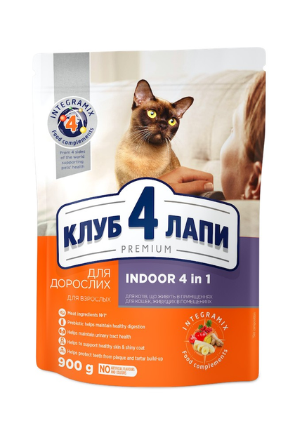 Сухой корм для кошек живущих в помещении Club 4 Paws Indoor 4in1 с ...