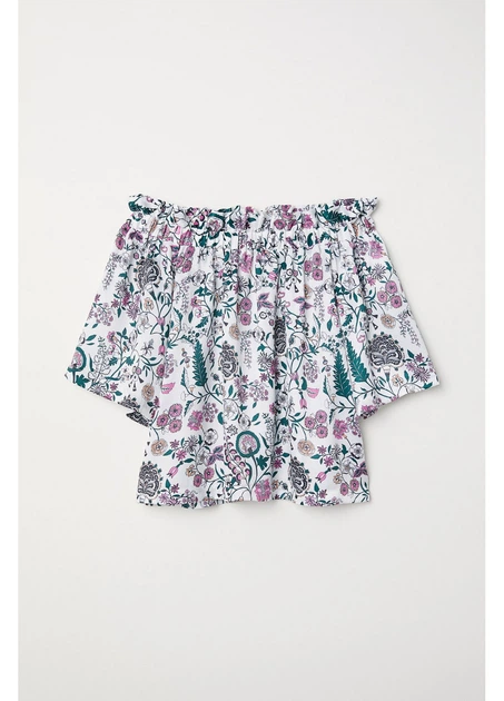 Блуза H&M 32 Білий 0622043_квіти - Фото 1 Блуза H&M 32 Білий 0622043_квіти - зображення 1
