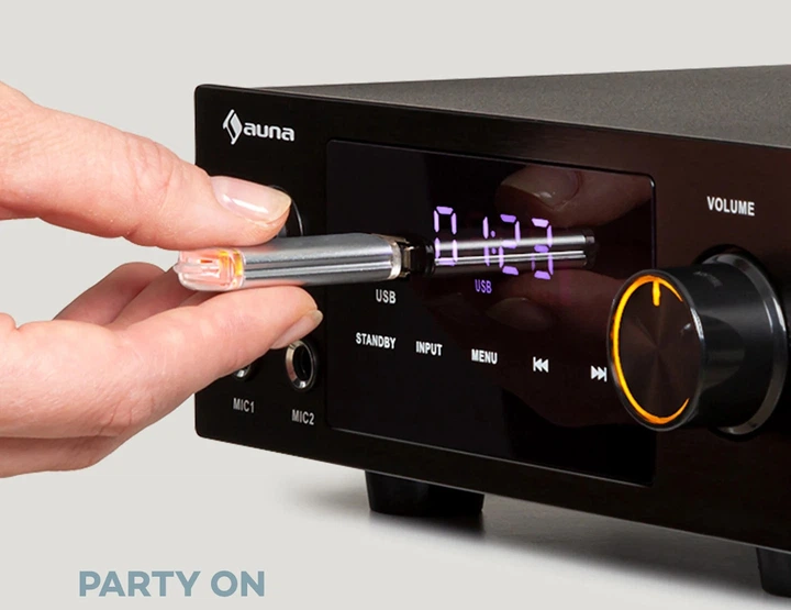 Стереопідсилювач караоке Auna Hi-Fi AMP-2 DG (10035179) 2x50W RMS BT/USB Digital-In Ott.&Coas - зображення 4
