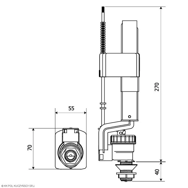 Арматура для смывного бачка K.K.POL клапан нижней подачи воды ...