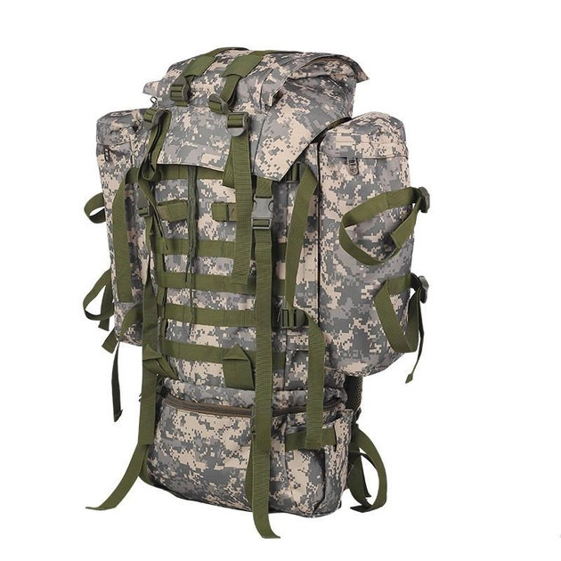 Рюкзак штурмовой армейский дорожный для кемпинга камуфляжный пиксель серый 80 литров - изображение 1