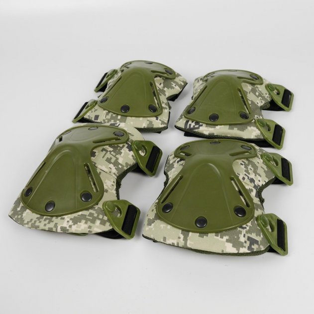 Комплект наколінники + налокітники зі швидким скиданням тактичні для армії UA24 Піксельний камуфляж - зображення 2