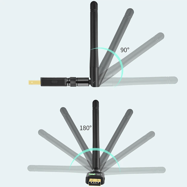 Адаптер Wi-Fi/Bluetooth для ПК та ноутбука U&P WB702 двохдіапазонний 2.4/5 ГГц 600 Мбіт/с USB Plug&Play Black - зображення 3