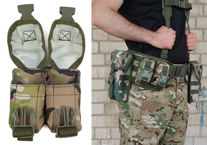 Подсумок PA m4 двойной для гранат мультикам (MOLLE, подсумок двойной гранат на разгрузку, жилет, РПС) SCTPABK25(М) - изображение 1