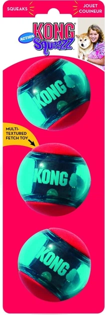 Іграшка Kong Squeezz Action Ball м'яч-пищалка для собак середніх порід М 3 шт (35585464053) - зображення 2