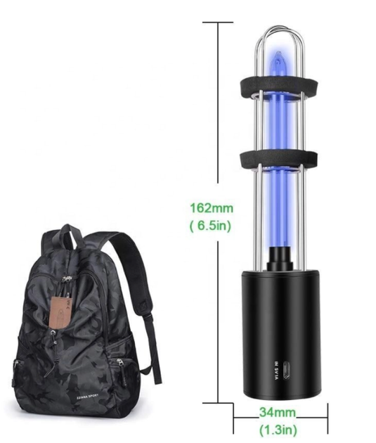 Портативная перезаряжаемая лампа UV со встроенной батареей + лампа дезинфекции стерилизатора озона USB для автомобиля/кухни/кабинета обуви/туалета/гардероба/гостиницы черная 5W - зображення 1