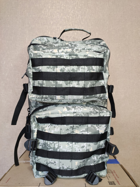 Крепкий тактический рюкзак на 70 литров с системой МОЛЛЕ Пиксель Украинского производства - изображение 2