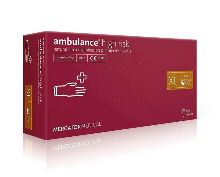 Перчатки синие Ambulance High Risk латекс повышенной прочности XL 50 шт (25 пар) RD10178005 - изображение 1