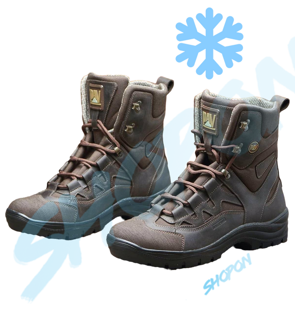 Берці зимові черевики тактичні чоловічі, туфлі тактичні чоловічі берці зимові, натуральна шкіра, розмір 46, Bounce ar. SF-UJ-2146, колір коричневий - зображення 1