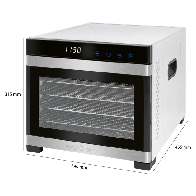 Дегидратор для сушки продуктов 6 секций 650 Вт нержавеющая сталь ProfiCook FK-1219 - изображение 9