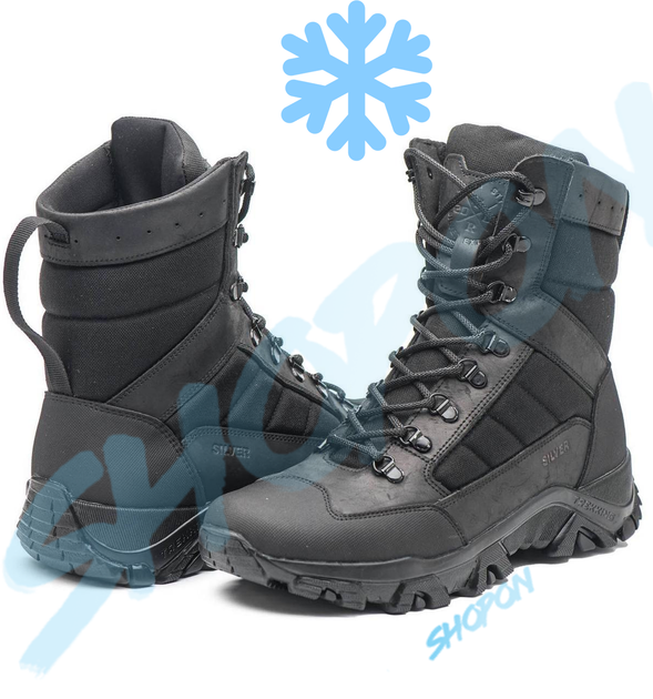 Берці зимові черевики тактичні чоловічі, туфлі тактичні чоловічі берці зимові, натуральна шкіра, розмір 42, Bounce ar. BM-PT-2042, колір чорний - зображення 1